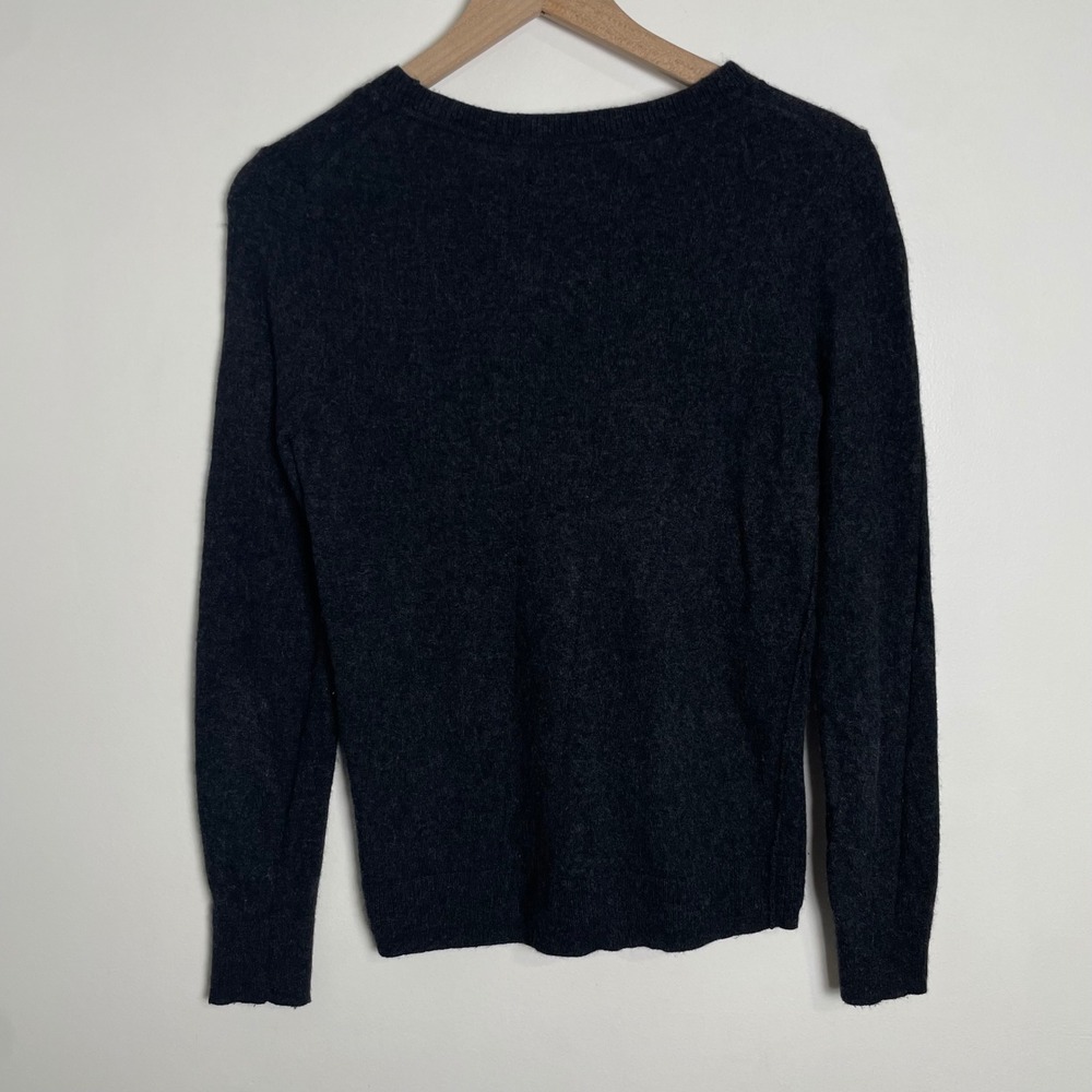 Merino Wool Cashmere Blend Sweater Women M Gray Quiet Luxury Minimalist Neutral - Picture 2 of 8